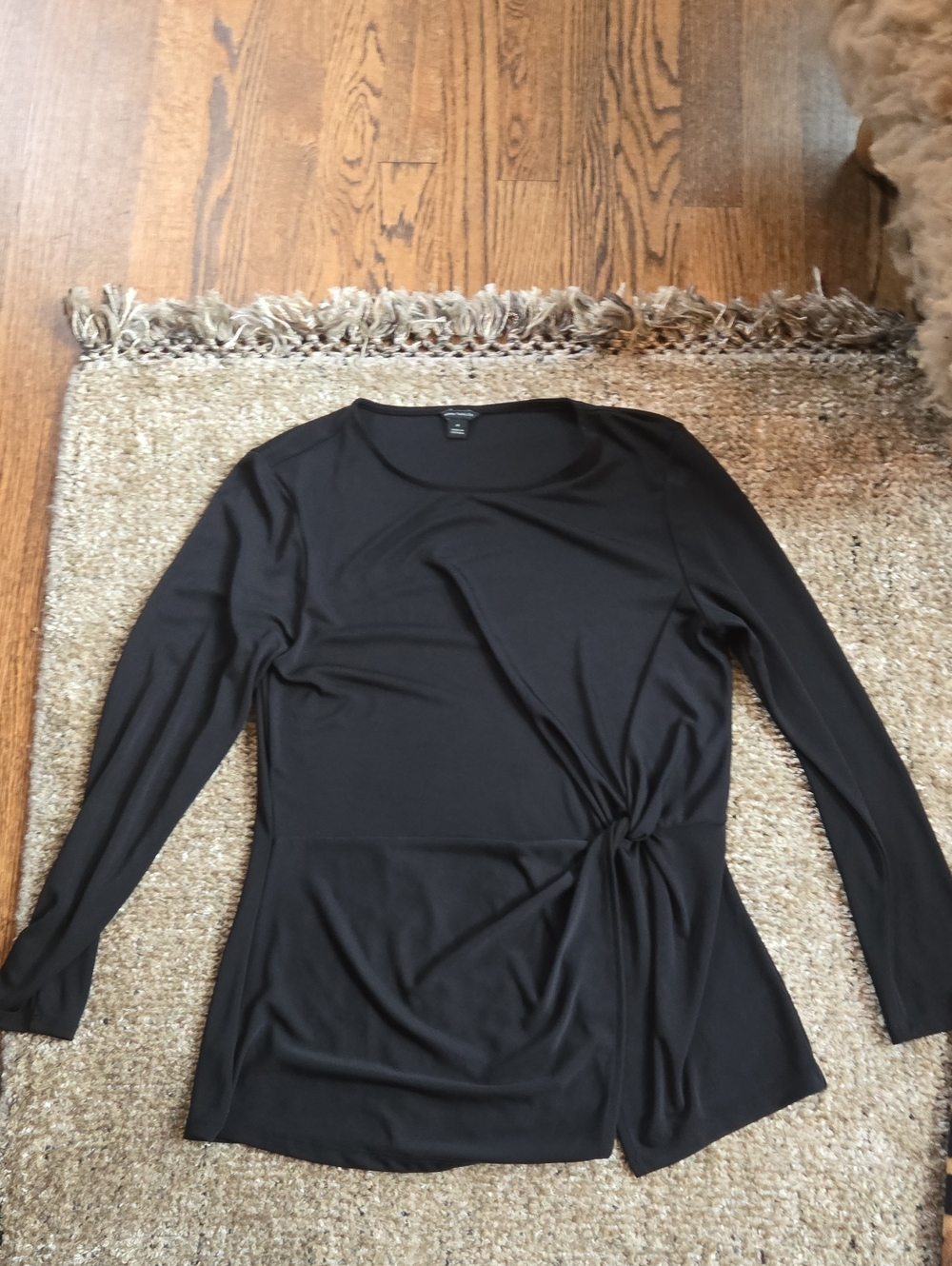 Ann Taylor Black Long-Sleeve Twist-Side Top
